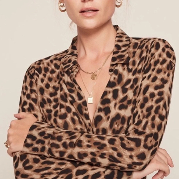 Reformation Violet Top in Leopard Size S - Picture 2 of 8